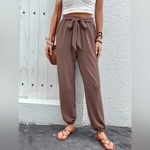 Tied High Waist Pants with Pockets